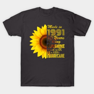 Vintage 1991 sunflower 30th Birthday Awesome Gift T-Shirt